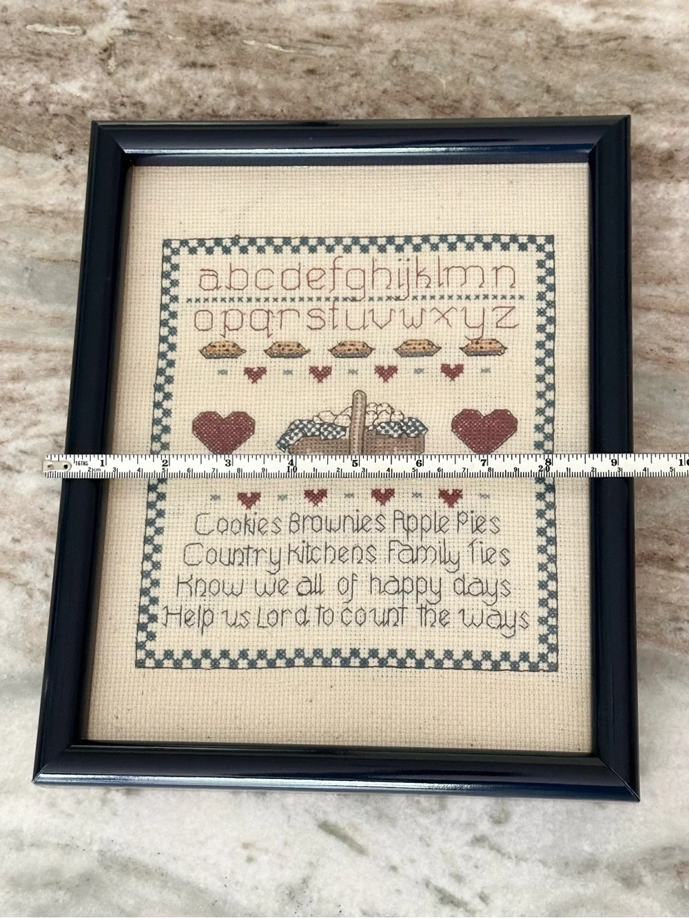 Vintage Cross Stitch 90s Framed Art -Country Kitchen /Cottage Decor /Grandmacore